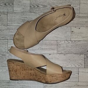 XAppeal Tan Cork Wedge Shoes Size 7 1/2